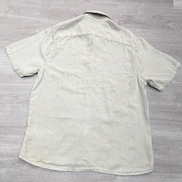 ABERCROMBIE FITCH Linen Button Down Short Sleeve Shirt Mens XL Light Beige - Picture 2 of 12